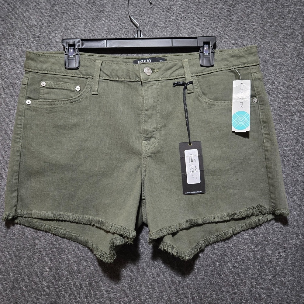 Just Black Women's Shorts Frayed Hem‎ Shorts 3.5" Olive Green Sz 33 (W34) NWT